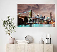 Картина на стену в гостиную / спальню DK Place "Ночной Бруклинский мост" 60x100 см MK10158_M