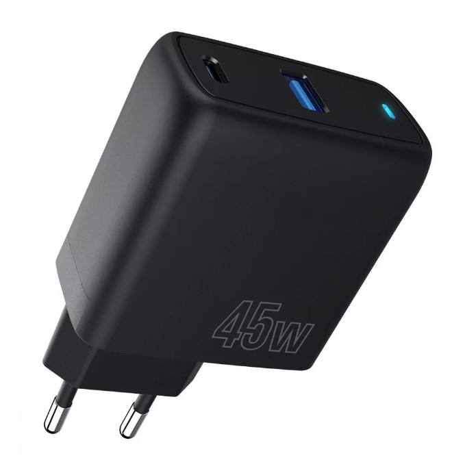 Мережевий зарядний пристрій Proove Silicone Power 45W (Type-C+USB) Black (WCSP45110001)