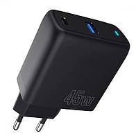 Мережевий зарядний пристрій Proove Silicone Power 45W (Type-C+USB) Black (WCSP45110001)