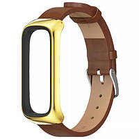 Ремешок MiJobs Leather Strap Samsung Galaxy Fit2 SM-R220 Brown Gold UP, код: 8098223
