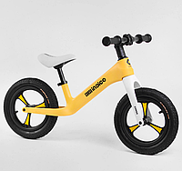 Детский беговел-велобег 12 дюймов надувные колеса и нейлоновая рама Corso Indigo D - 4536 желтый