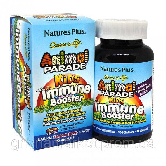 Натуральна домішка для імунітету Nature's Plus Animal Parade, Kids Immune Booster 90 Chewab GM, код: 7518066