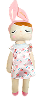 Мягкая игрушка "Кукла с ушками в платье с персиками" 34 см