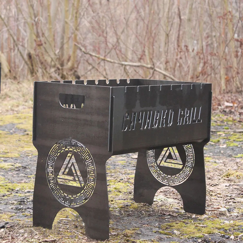 Мангал на 8 шт розбірний з індивідуальним гравіюванням – на подарунок. Подарунковий мангал, фото 1