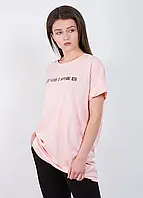 Р. 42-52 Женская футболка туника хлопок с принтом 9211 зеленый белый розовый