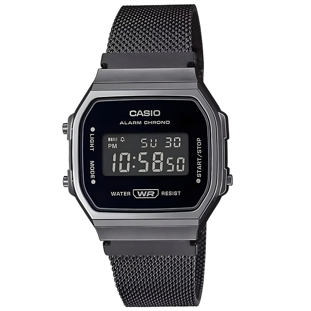 Годинник чорний оригінальний чоловічий Casio A168WEMB-1B оригінал, електронний ручний годинник чоловічий касіо з підсвічуванням, фото 1