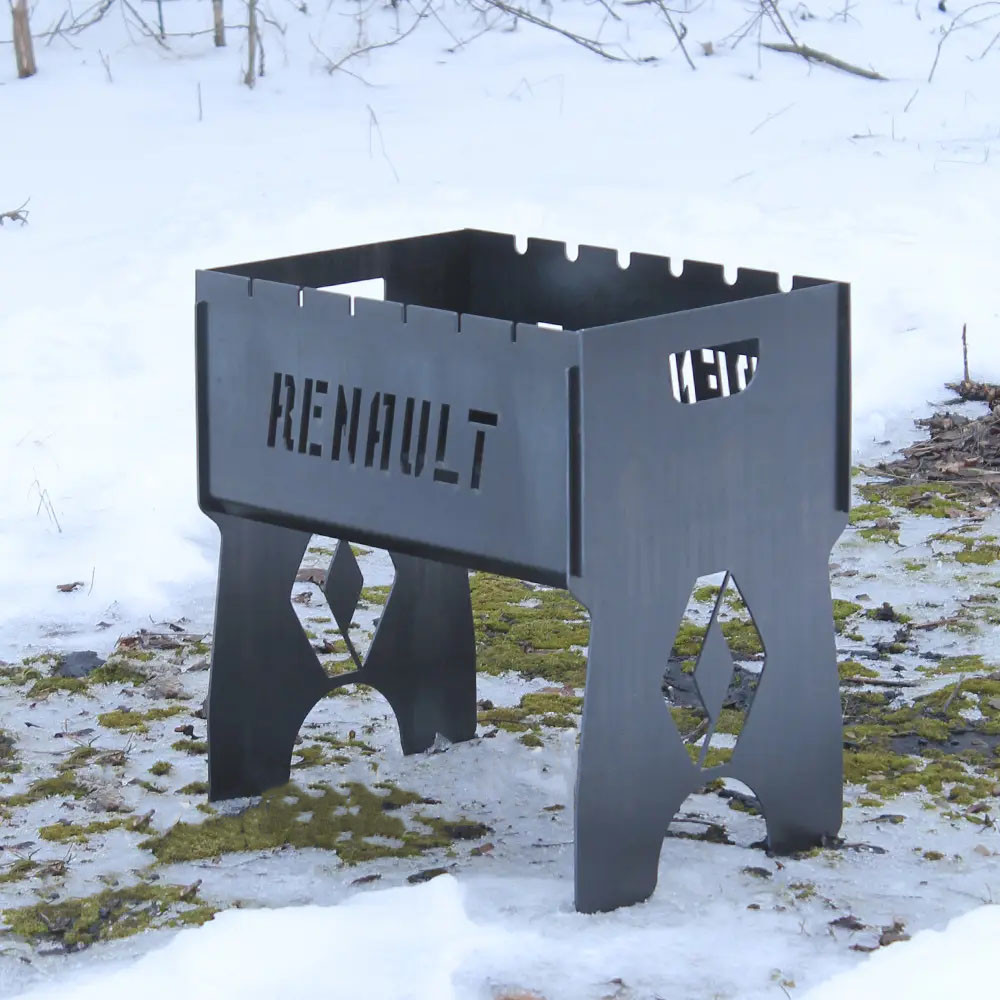 Мангал на 8 шт розбірний RENAULT з індивідуальним гравіюванням - у подарунок. Подарунковий мангал, фото 1