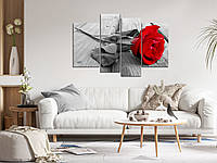 Модульная картина в гостиную / спальню для интерьера "Красная роза" 75x118 см MK40163