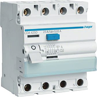 УЗО 25A 30mA 6kA тип A 4 полюси CD425J Hager