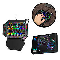Игровая мини клавиатура механическая проводная геймерский кейпад игр K60 RGB Keypad для одной руки подсветкой
