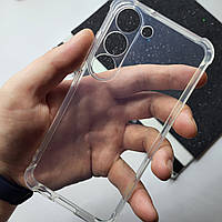 Силиконовый прозрачный чехол с усилиными углами для Samsung Galaxy S23 / чехол на самсунг с23