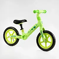 Детский беговел-велобег 12 дюймов Ева колеса и нейлоновая рама Corso CS-12716 салатовый