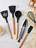 Силіконовий кухонний набір приладдя із підставкою Kitchen Ware 12 предметів Black, фото 9