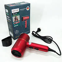 Фен для укладки и сушки волос Rainberg RB-2211 + насадка-концентратор, воздушный стайлер. Цвет: красный TOS