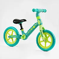 Детский беговел-велобег 12 дюймов Ева колеса и нейлоновая рама Corso CS-12530 зеленый