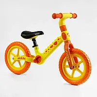 Детский беговел-велобег 12 дюймов Ева колеса и нейлоновая рама Corso CS-12496 оранжевый