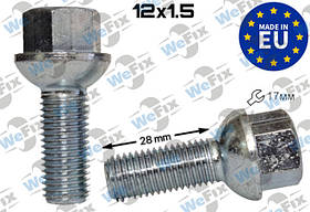 Болт колісний M12х1,5х28 сфера цинк ключ 17