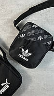 Барстека унисекс Adidas, Сумка через плечо текстиль, барсетка мужская черная с логотипом Adidas