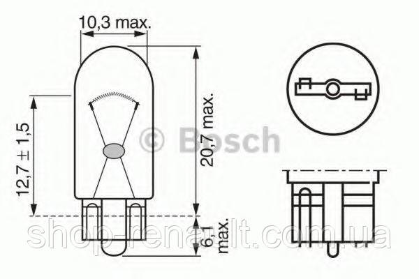 Лампа розжарювання, фарна (12V 5W W5W) BOSCH