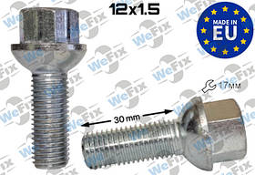 Болт колісний M12х1,5х30 сфера цинк ключ 17