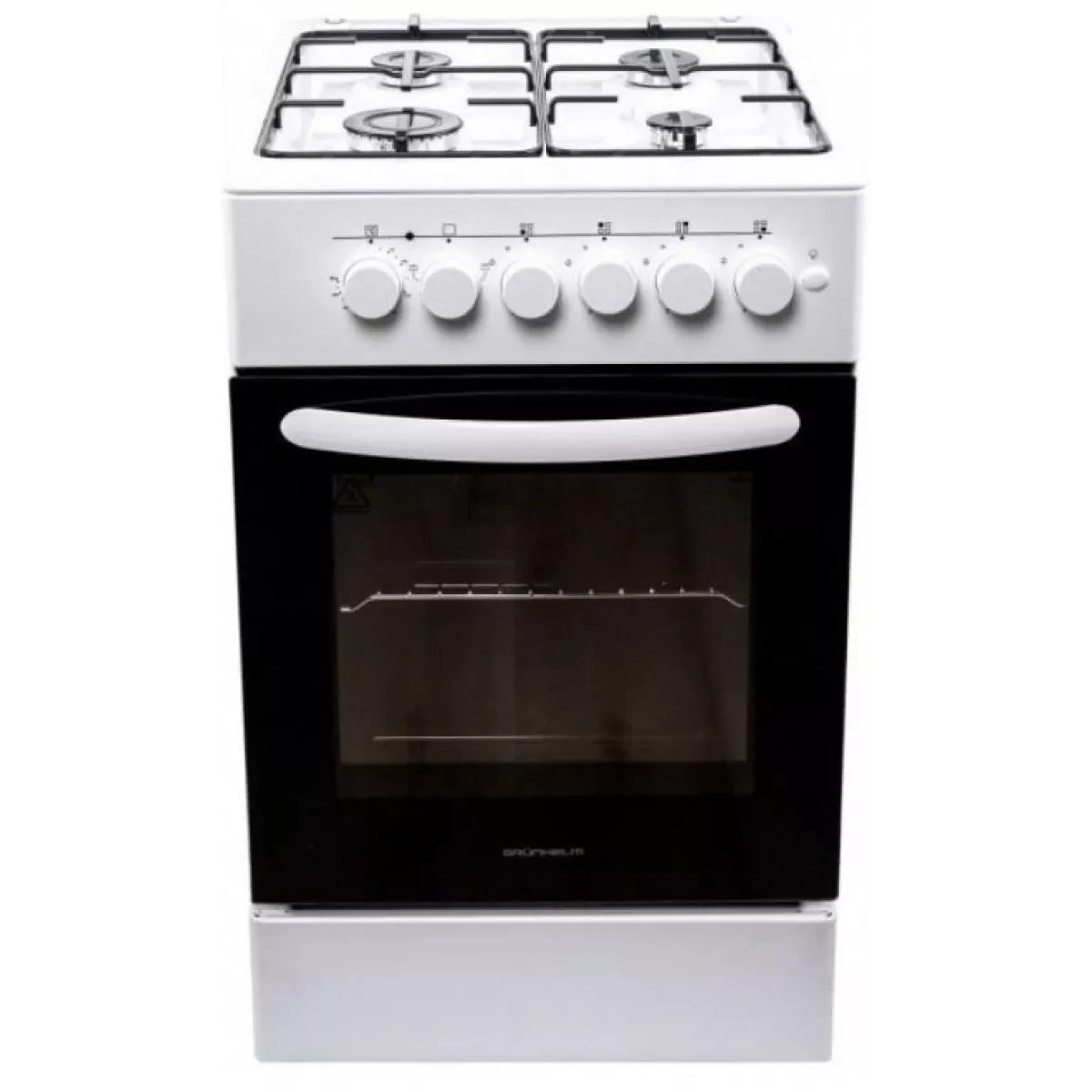 Плита кухонна Grunhelm FM5611W 58 л 50x59x85 см Біла Плита з 4 газовими конфорками Плита з електродуховкою