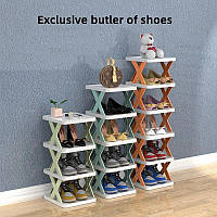 Проста складна полиця для взуття, 4 полиці штабельована пластикова полиця для взуття, що штабелюється TOS