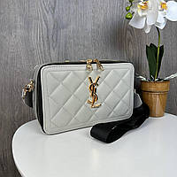 Модная женская мини сумочка клатч YSL экокожа, стильная сумка на плечо стеганная Серый