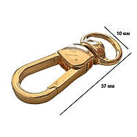 Карабіни металеві Ø 10 мм довжина 37 мм золото для сумок застібка фурнітура