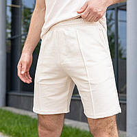 Мужские повседневные трикотажные шорты/ Стильные кремовые шорты для парней/ Городские светлые шорты на лето