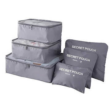 Органайзери для зберігання речей 6 шт. Laundrypouch Travel Сірий, набір дорожніх органайзерів secret pouch (ST)