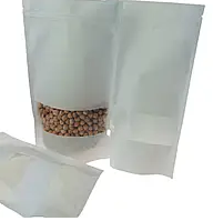 Дой-пак 180х280 КРАФТ РЕ БІЛИЙ + ВІКНО (500г) zip-замок дно (45+45)