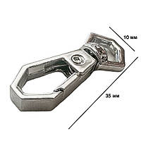 Карабіни металеві Ø 10 мм довжина 35 мм срібний для сумок застібка фурнітура