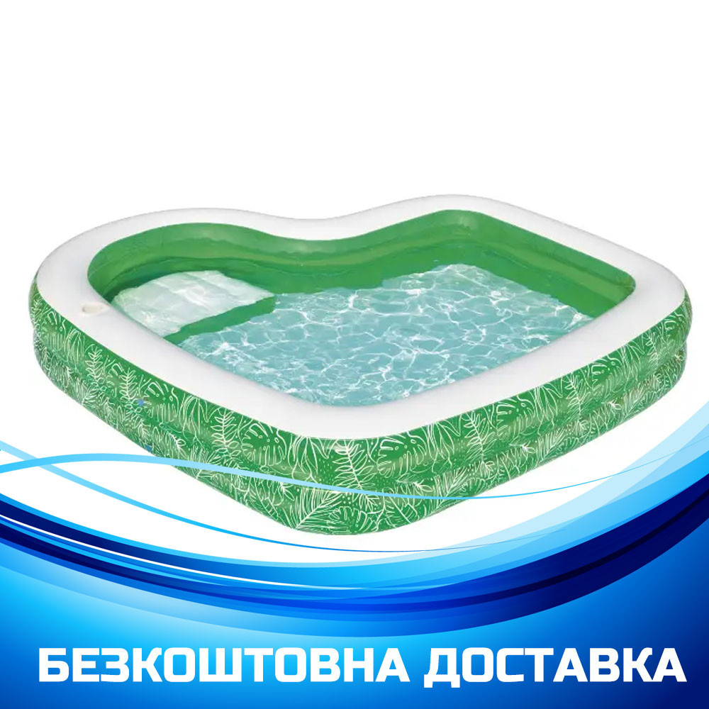 Басейн надувний сімейний Тропіки (231-231-51см, об'єм: 282л, сидіння, підсклянник) Bestway 54336, фото 1