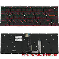 Клавиатура для ноутбука MSI (GS65) rus, black, без фрейма, подсветка клавиш (ОРИГИНАЛ) (RED)