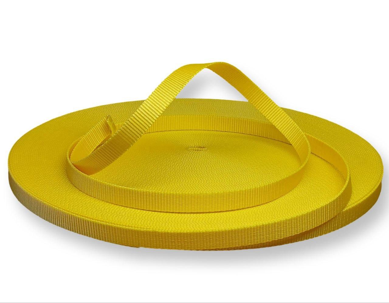 Стрічка ремінна 15 мм жовта для нашийників і повідців 50 м