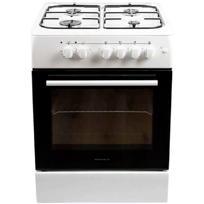 Плита кухонна Grunhelm АM6611W 70 л 60x59x85 см Електродуховка Біла плита з 4 газовими конфорками