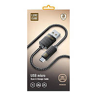 Кабель Luxe Cube Premium USB-microUSB, 1м, серый (8886668686167) DH, код: 6713457