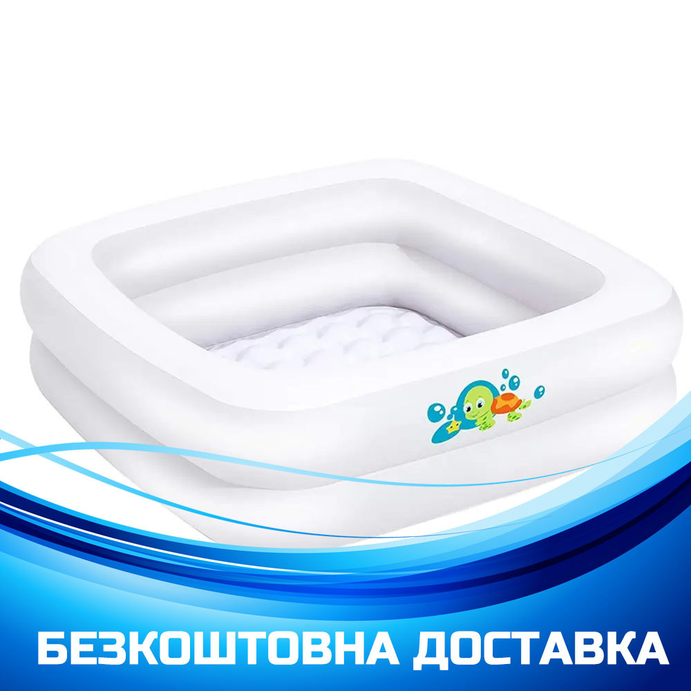 Басейн надувний дитячий квадратний (розміром 86х86х25см, об'єм: 57л) Bestway 51116, фото 1