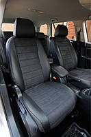 Авточехлы на сиденья Volkswagen Touareg (Фольцваген таурег) экокожа + экозамш (Алькантара)