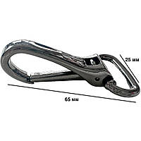 Карабіни металеві Ø 25 мм довжина 65 мм чорний для сумок застібка фурнітура