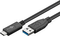 Кабель Goobay USB Type-C-3.0A M M 0.5m USB3.1Gen2 10Gbps 60W 20V 3A Черный (75.04.1073) DH, код: 8345674
