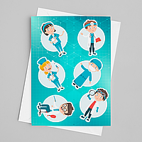 СтикерПак с набором бумажных наклеек-стикеров медицинских "Медицинские аксессуары. Медицина". Блок наклеек