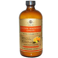 Кальций магний Д3 Calcium Magnesium Vitamin D3 Solgar апельсин ваниль цитрат жидкий 473 мл DH, код: 7701186
