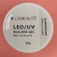 Гель для наращивания ногтей Lilly Beaute LED/UV Builder Gel Camouflage Transparent 6, 56 g