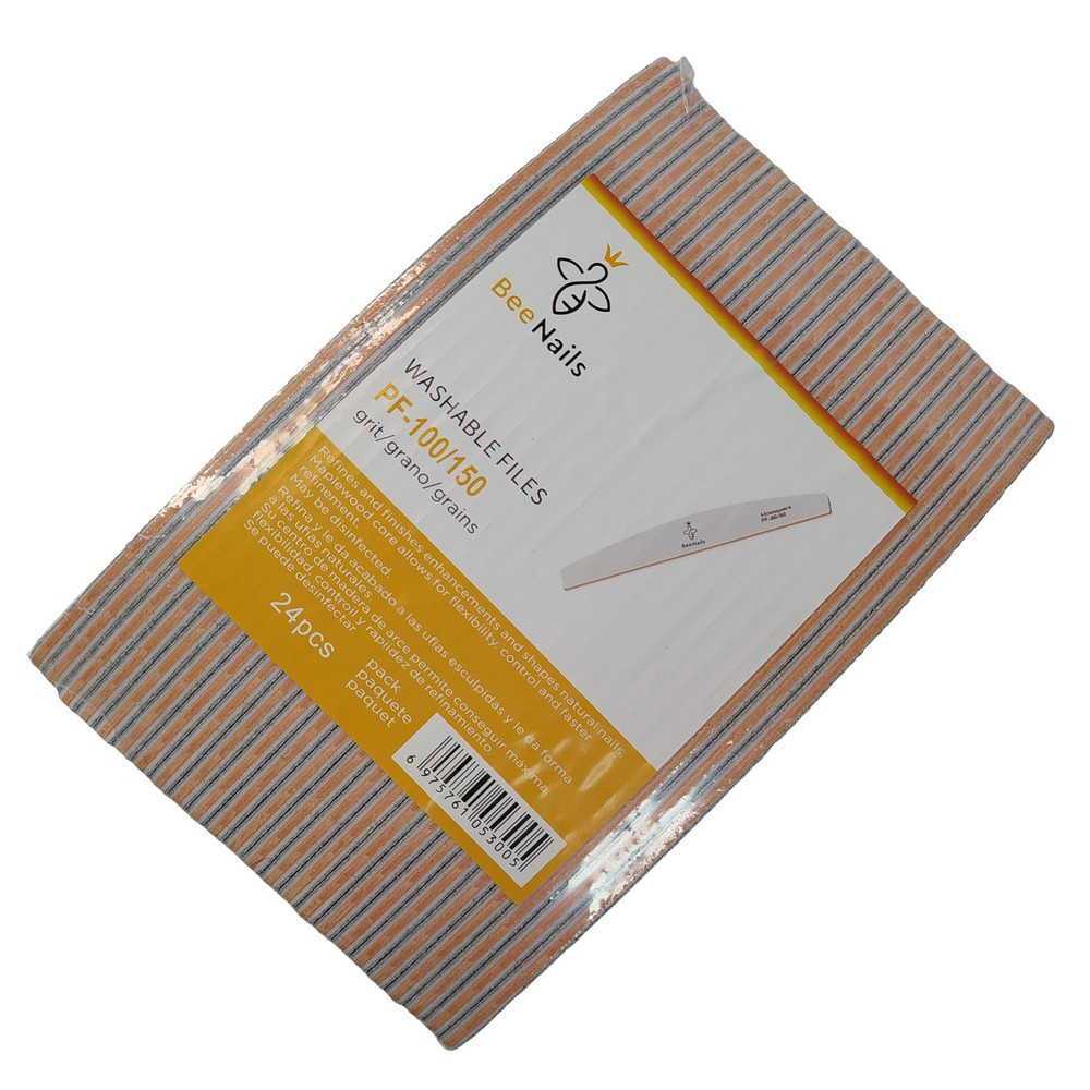Пилка для нігтів Bee Nails, 100/150, півмісяць, упаковка 24 шт