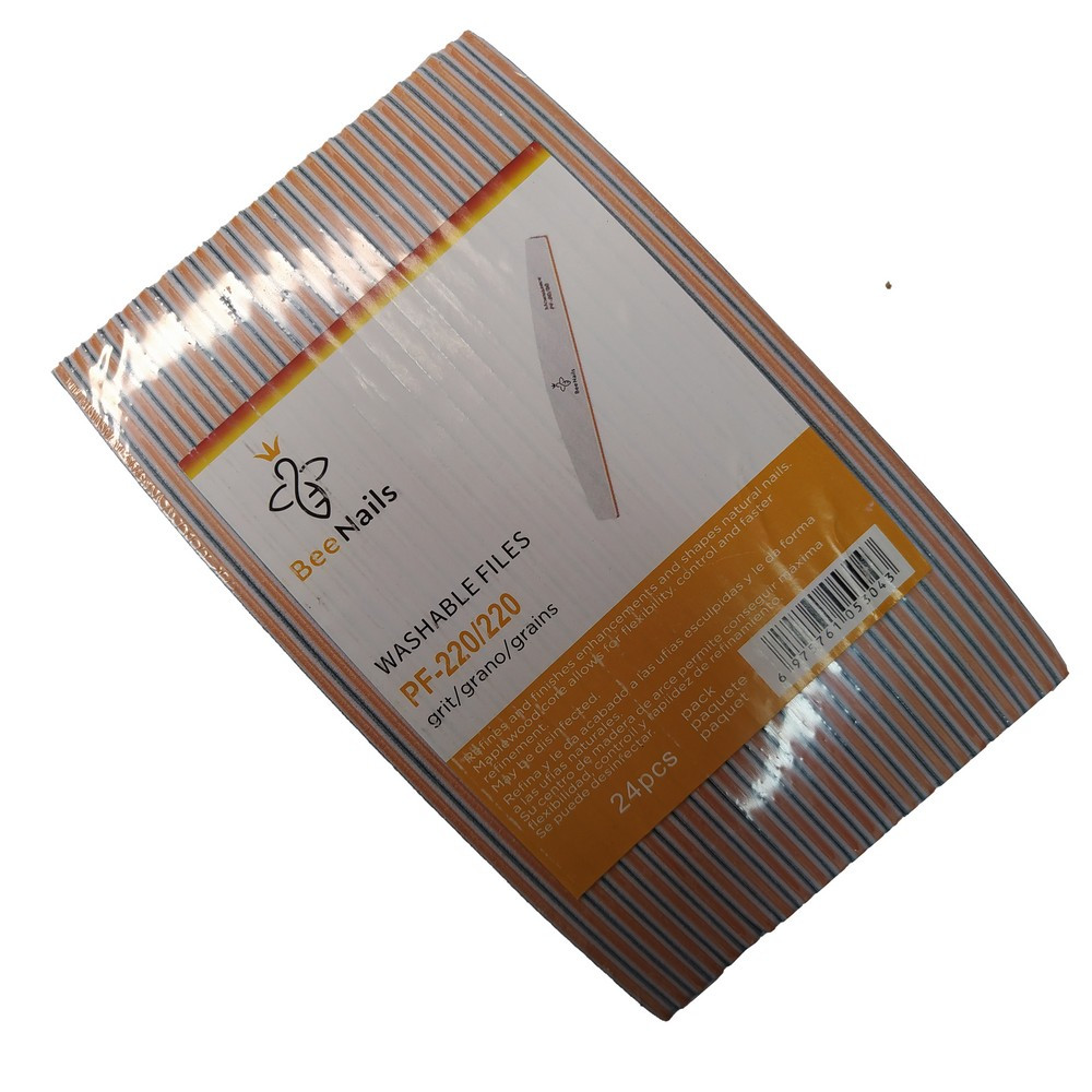 Пилка для нігтів Bee Nails, 220/220, півмісяць, упаковка 24 шт