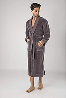 Халат махровый мужской домашний, мужской велюровый халат Nusa 20665 коричневый