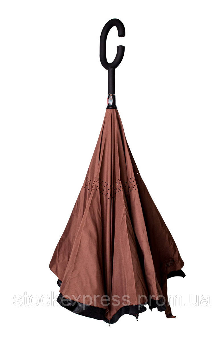 Зонтик одноцветный UP-brella зонт наоборот Коричневый SE, код: 7953610 - фото 2 - id-p2169049415