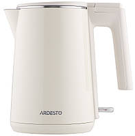 Електрочайник Ardesto EKL-F1BG, Beige, 1500W, 1л, дисковий, подвійний корпус, індикатор рівня води, контролер