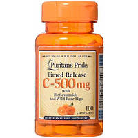 Витамин C Puritan's Pride Vitamin C-500 mg with Rose Hips Time Release 100 Caplets DH, код: 7518962